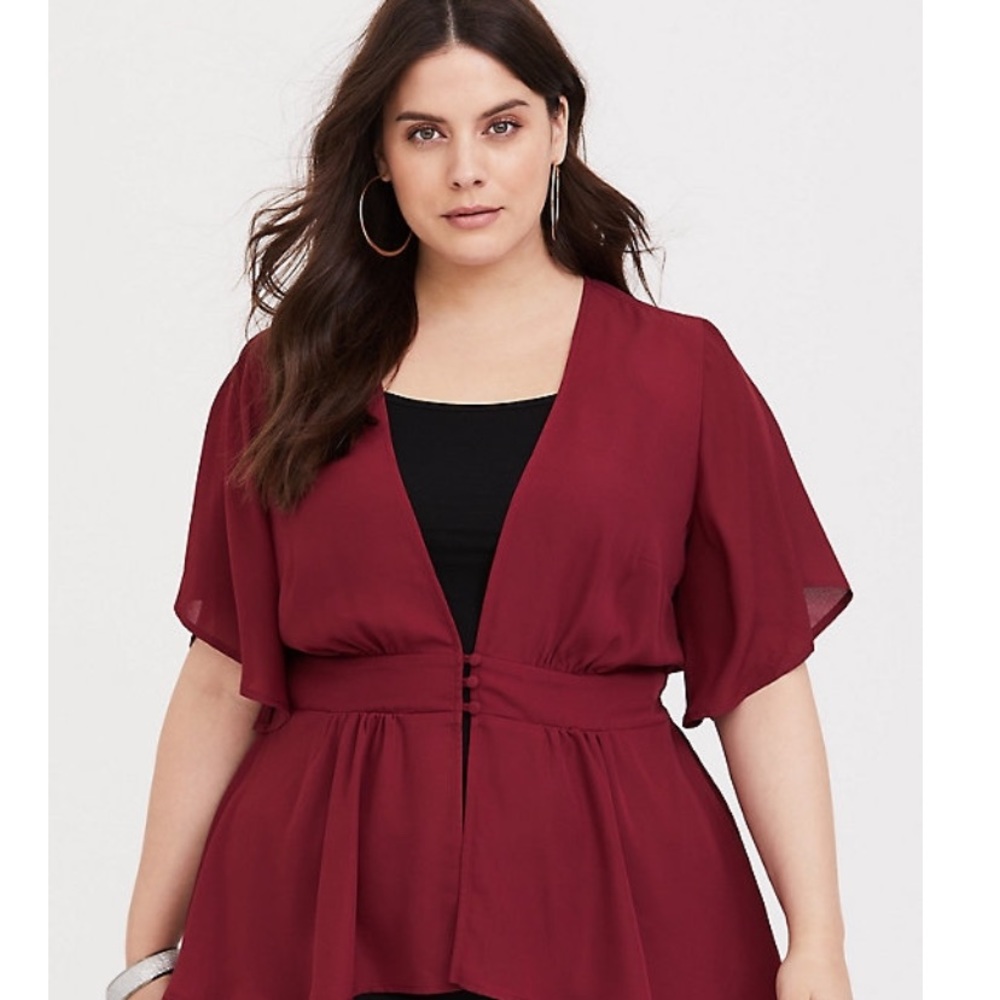 torrid smocked burgundy blouse size 4x women
